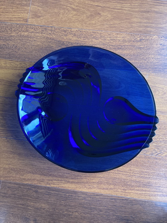 Image 1 of Cuenco único art decó azul cobalto