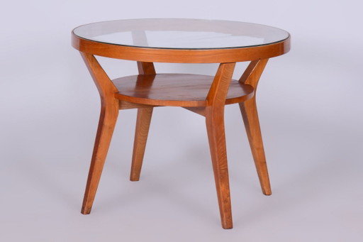 Restaurierter Couchtisch aus der Mitte des 20. Jahrhunderts, Eiche, Glas, Tschechien, 1950er Jahre – salontafels, Wood