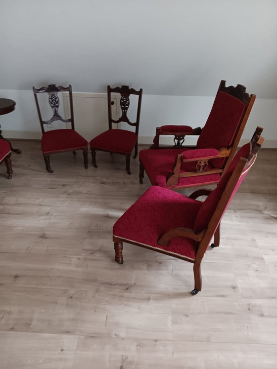 Antique Furniture Set From Approx. 1820-1840 – Benches, Textile (photo 5 of 5)