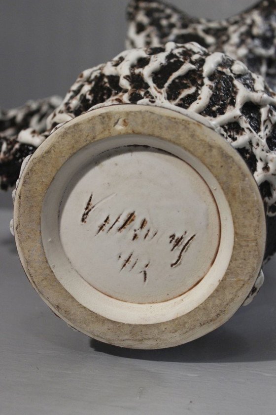 Image 1 of Marius Giuge a Vallauris - Vaso brutalista in ceramica smaltata con lava, anni '50