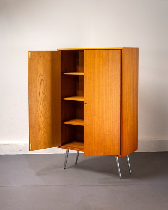 Image 1 of Armadio Mid-Century in teak e acciaio cromato di Franz Meyer Möbel, Germania, anni '60