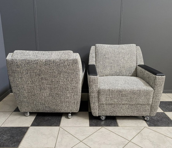 Image 1 of set of 2 grey relax chairs on castors 1970s