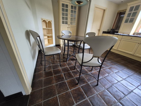 Salles à manger complètes Années 80: Table Marbre & 4 Chaises Style Arrben – Marble, Metal (photo 7 of 10)