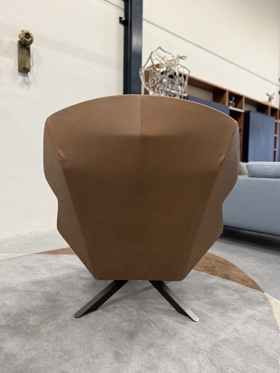 Image 1 of Moroso Clarissa Draai Fauteuil Brown Leer Camel Stof