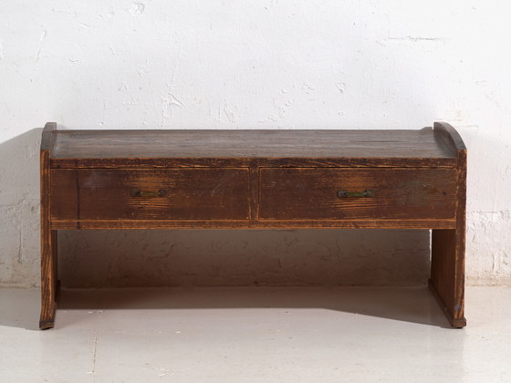 Japanese Low Desk Table with Drawers in Cedar – Showa Period (c.1926–1970) – Coffee tables, Metal, Rustic (photo 39 of 40)