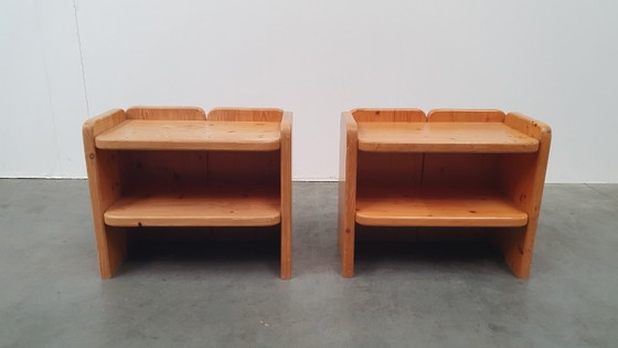 Brutalist Vintage Massief Grenen Kastjes Jaren 70 Deens – Nachtkastjes, Wood (photo 7 of 14)
