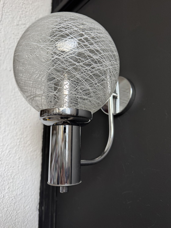 Image 1 of Applique cromata con vetro soffiato, anni '70