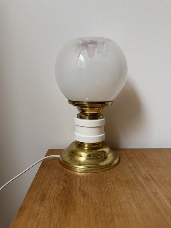 Vintage Mazzega Murano Glass Table Lamp 1970s Space Age / Mid-Century Modern, Iron, Gold (photo 5 of 15)
