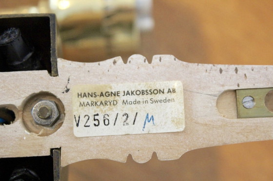 Applique da parete in ottone Hans Agne Jakobsson Modello T-526 per Markaryd, Svezia, Legno, Vetro, Bianco (foto 7 di 8)