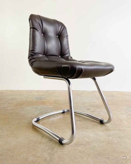 Sedia con struttura tubolare 4x, design anni '70