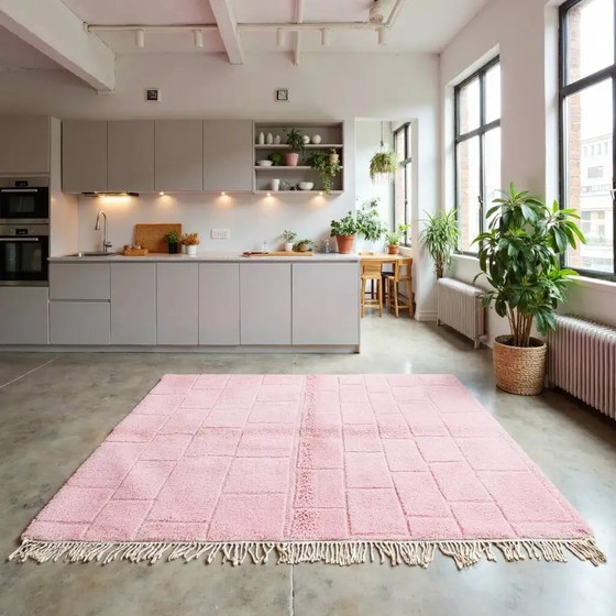 Tapis marocain shaggy moderne à motif quadrillé 250CMx150CM – Wool, Cotton, Scandinavian (photo 8 of 14)