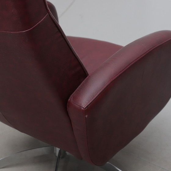 Image 1 of Poltrona girevole di design danese Hjort Knudsen - Pelle nera e cromo