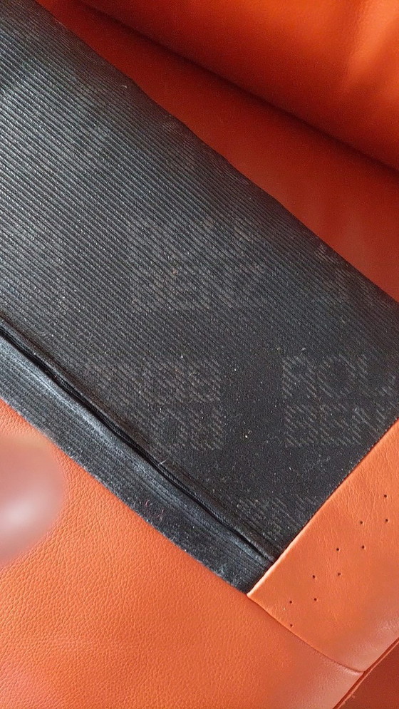 Image 1 of Rolf Benz 4-seater leather sofa, orange/terracotta.