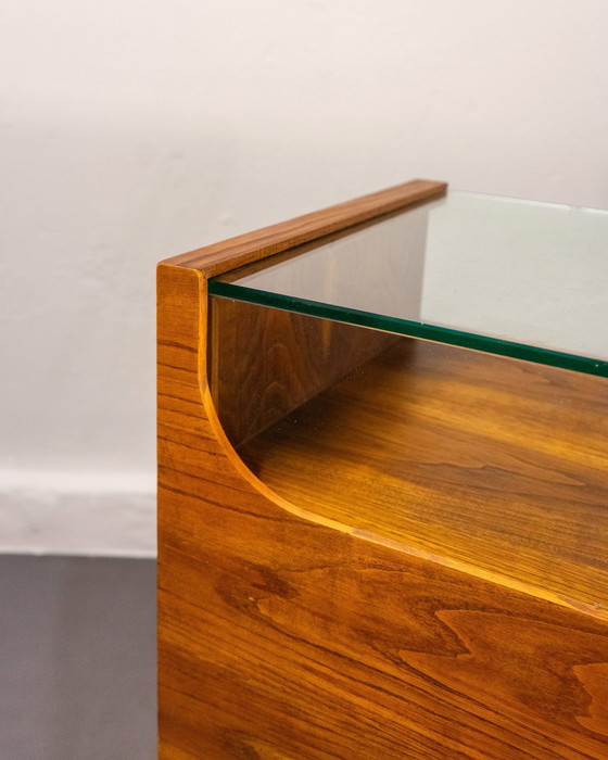 Image 1 of Bancone da negozio vintage con espositore in vetro in castagno, Spagna, circa 1970