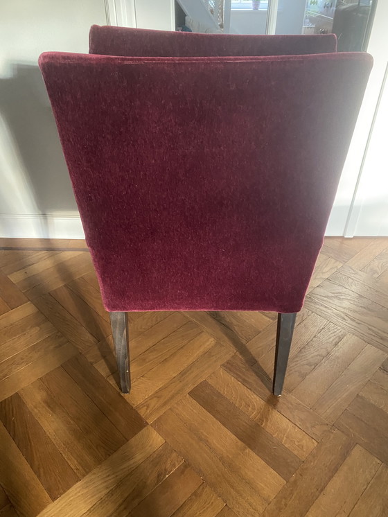 Image 1 of 6 sedie da pranzo in velluto bordeaux di Bench