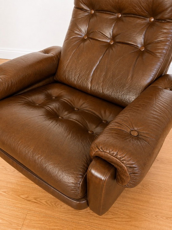Vintage Danish Mid Century Leather Swivel Chair 1970s – Armchairs (photo 13 of 14)