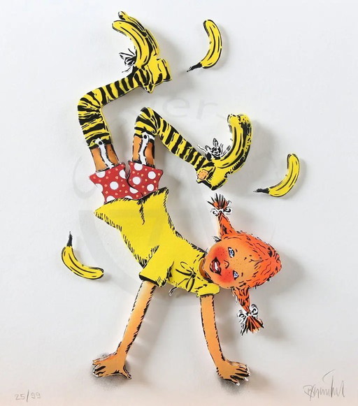 Baumgärtel, Thomas - Banane de Pippi Longstrump - construction 3D - signé à la main