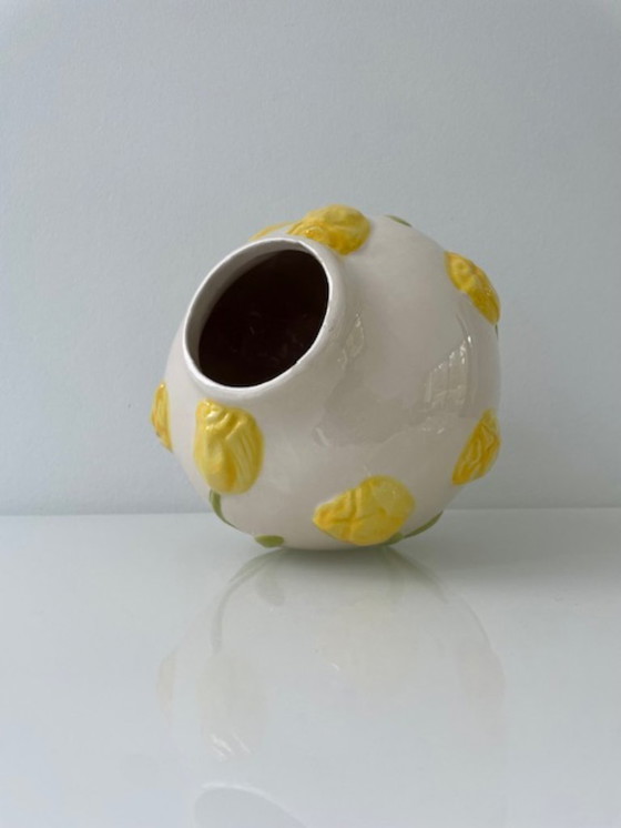 Image 1 of Hand-painted vase with tulip relief