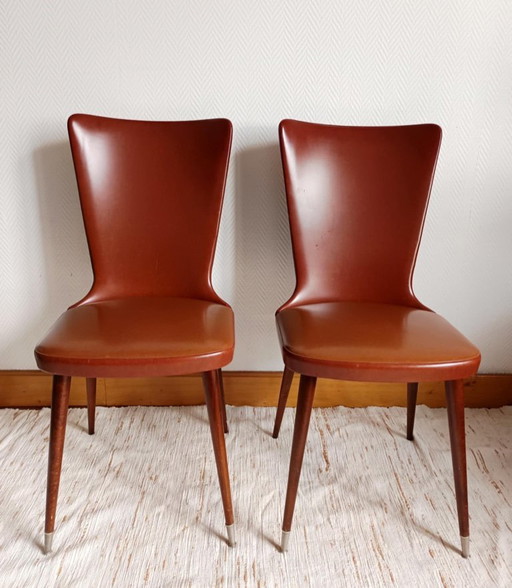 2 sedie vintage in similpelle con gambe a compasso