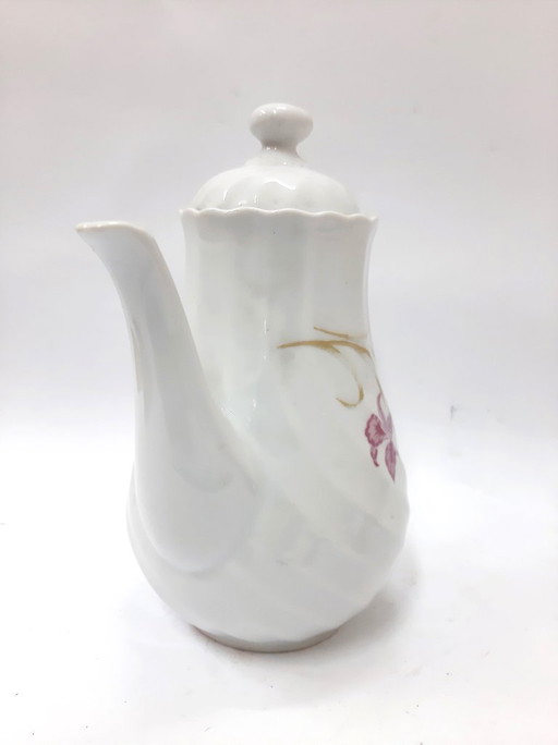 Pichet à café/thé en porcelaine vintage avec couvercle, pichet en porcelaine