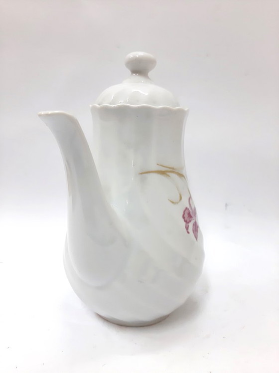 Image 1 of Vintage porseleinen koffie-/theekan met deksel, porseleinen kan