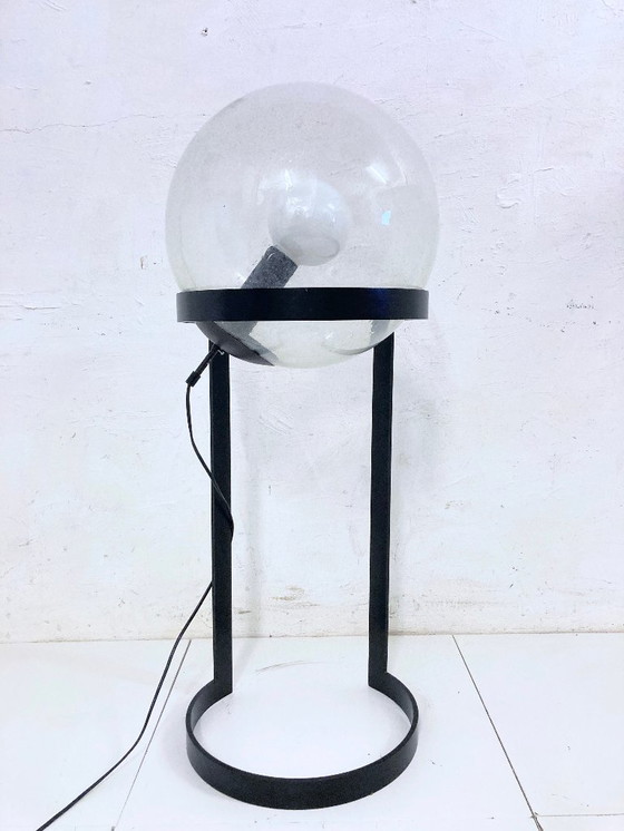 Image 1 of Space Age floor lamp, globe lamp, glass and metal, 70s design