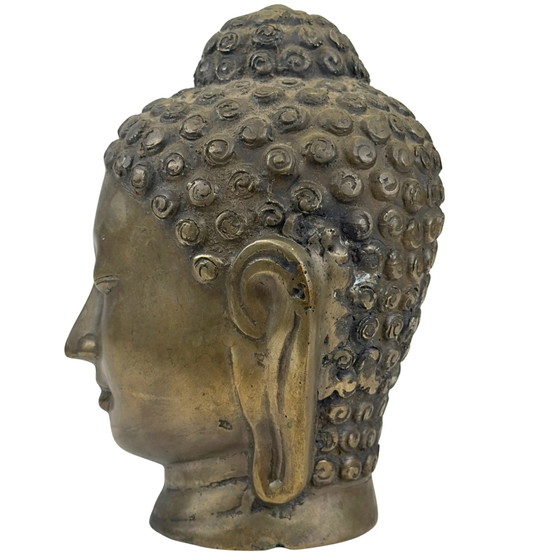 Cabeza de Buda tailandesa antigua de bronce – circa 1900 – Esculturas, Bronze (photo 5 of 8)