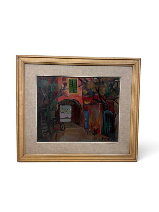 Midcentury Expressionist Painting – schilderijen tekeningen, Wood, Canvas (photo 2 of 10)
