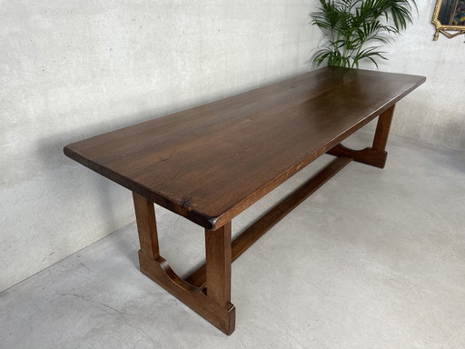 Tavolo da pranzo brutalista vintage XL in rovere (10 persone)