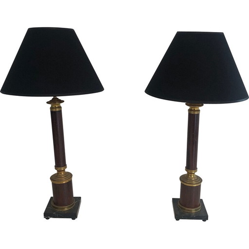 Pair of vintage lamps in metal and brass, France 1940
