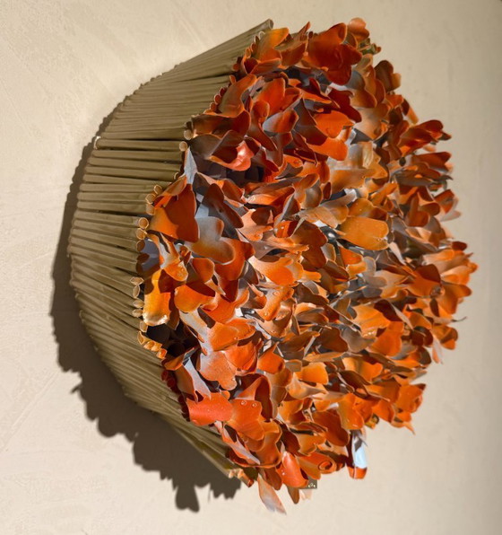 Image 1 of Swen Van der Sangen - Blossom Cake - Una obra de arte experimental en naranja y azul claro