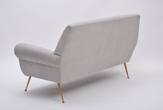 Image 1 of Reupholstered Grey Italian Mid-Century Modern Sofa by Gigi Radice for Minotti