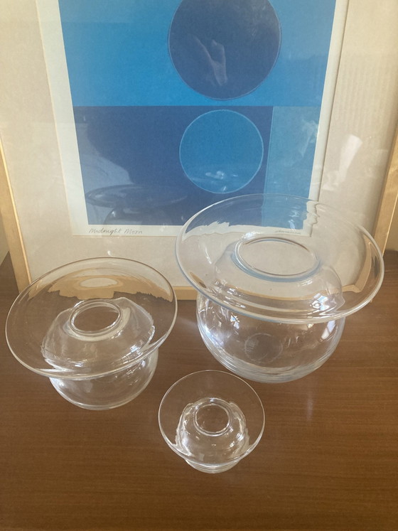 Set of 3 Saturnus Vases Nanni Still for Riihimäen Lasi., Glass, Transparent (photo 11 of 11)