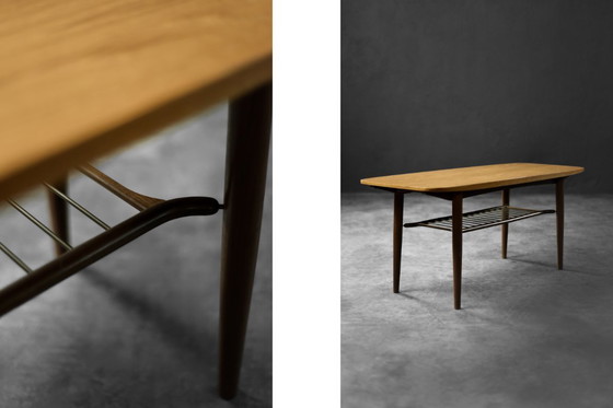 Image 1 of Tavolino danese moderno di metà secolo in teak Hyggebord 55 con ripiano di Gorm Møbler, 1956