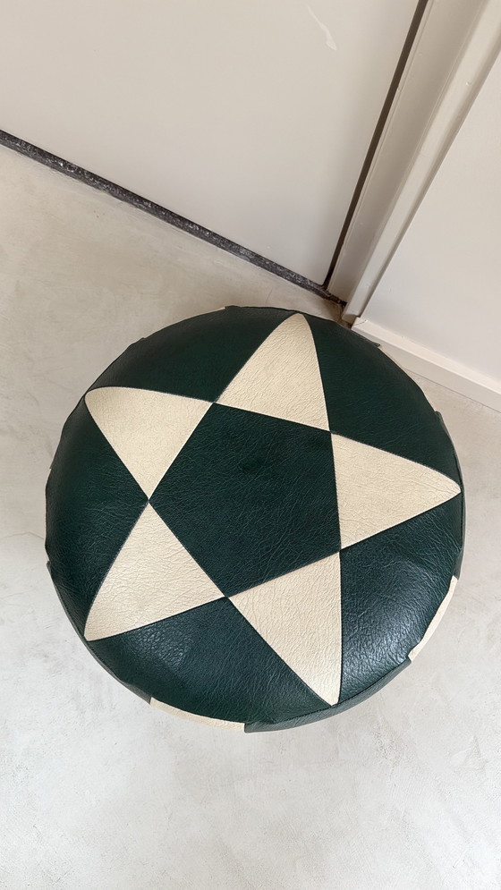 Image 1 of Vintage skai leren poef / hocker