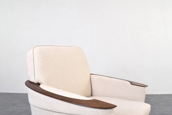 Mid-Century German Lounge Chair, 1960s. – Armchairs, Textile, Wood (photo 7 of 10)