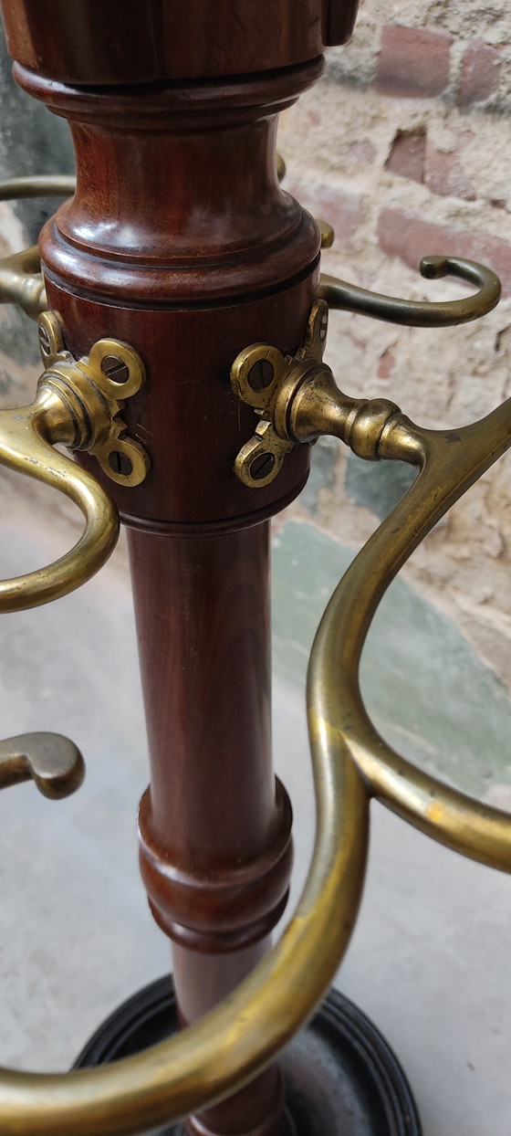 Porte-manteau/penderie victorien anglais ancien en acajou (vers 1850) – Portemanteaux, Wood, Brass (photo 12 of 15)