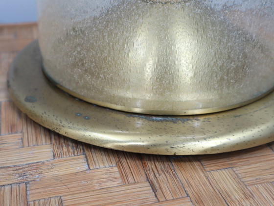 Image 1 of Paar La Murrina koepellampen uit de jaren 70, pulegoso glas en verguld messing