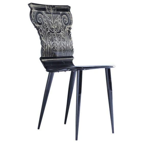 Gio Ponti Stuhl Mod. 110 mit Fornasetti Originalstoff für Cassina 1953 – Esszimmerstühle, Wood (photo 6 of 28)