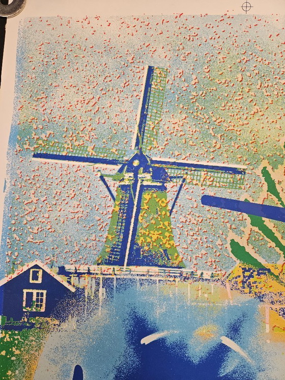 Image 1 of Zeefdruk op zwaar papier Henk van der Vet molen