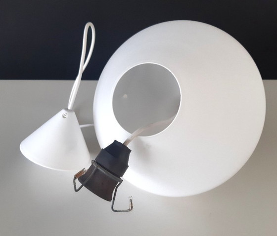 Image 1 of Vintage milk glass pendant lamp, mcm lamp, minimalist hall lamp