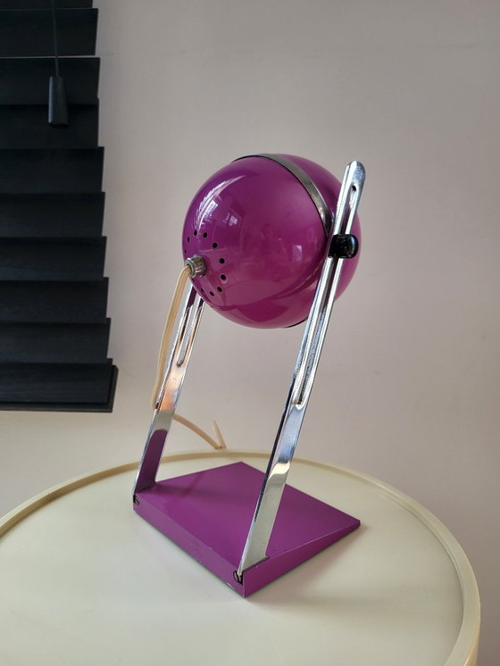 Image 1 of Lámpara de mesa globo ocular de la era espacial acabado púrpura y cromo, años 60