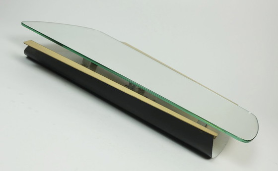 Image 1 of SPECCHIO DA PARETE moderno di metà secolo degli anni '50 e '60 con cornice in metallo e ottone