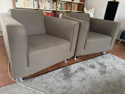 2 x design on stock bloq armchairs