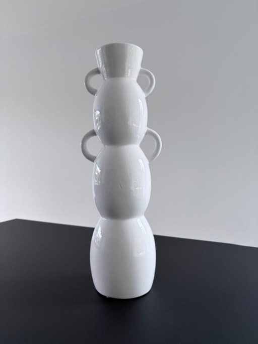 Grand Vase Design Blanc – Forme Organique Moderne