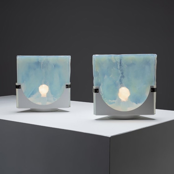 Image 1 of 2x Murano-Glas-Tischleuchte von Leucos - La Murrina