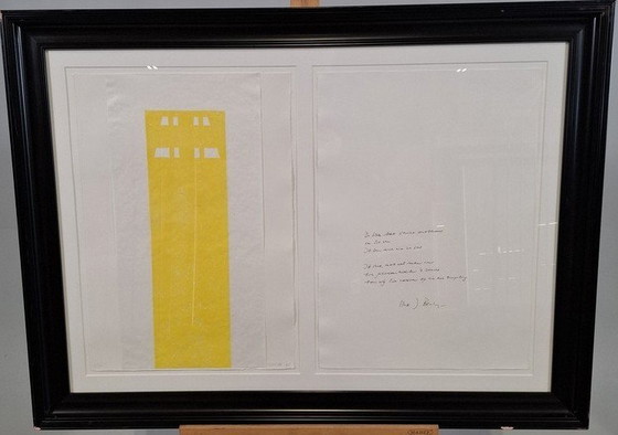 Image 1 of Dick Cassée & Henk-J-Bernlef, serigrafía y poema - enmarcado