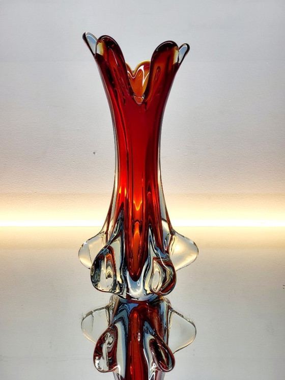 Image 1 of Murano multicolored glass organic vase, Somserso technique, Italy