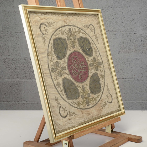 Antico tessuto per cuscino cerimoniale con fili d'oro, XIX secolo – Decorazioni murali, Velluto, Seta (photo 2 of 6)