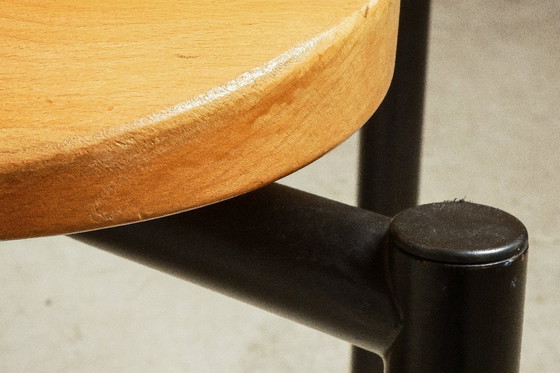 Image 1 of Martin Stoll - Set di quattro sedie da pranzo in faggio e acciaio epossidico nero - 1980 circa - Germania